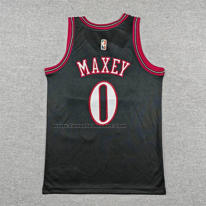 Maglia Bambino Philadelphia 76ers Tyrese Maxey No 0 Classia 2025-26 Nero